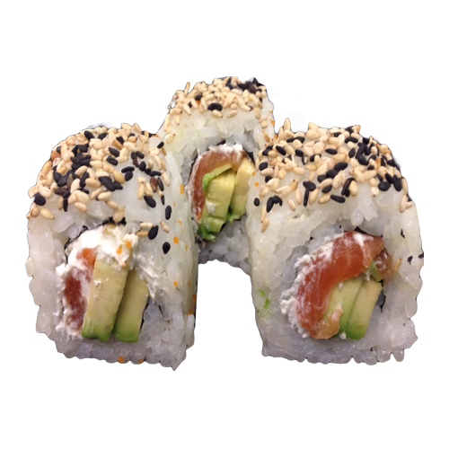 Avo & Lachs Frisch Käse, mit Seasam (od) Petersilie Inside Out Roll